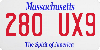 MA license plate 280UX9