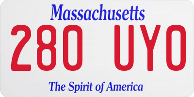 MA license plate 280UY0