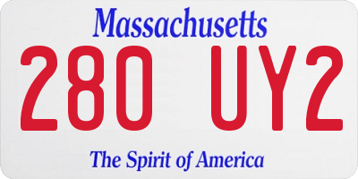 MA license plate 280UY2
