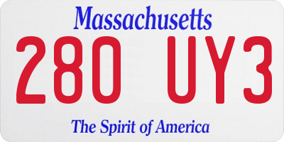 MA license plate 280UY3