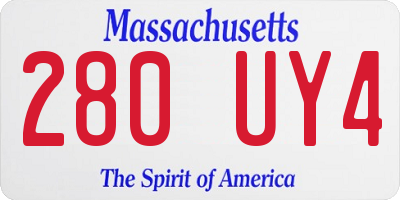 MA license plate 280UY4