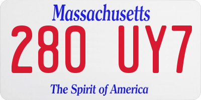 MA license plate 280UY7