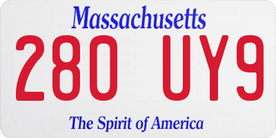 MA license plate 280UY9