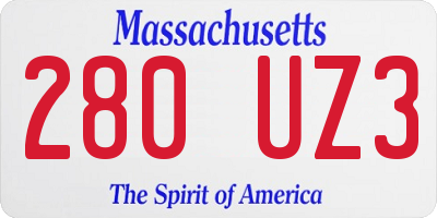 MA license plate 280UZ3