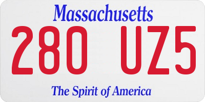MA license plate 280UZ5