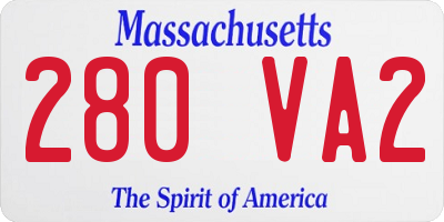 MA license plate 280VA2