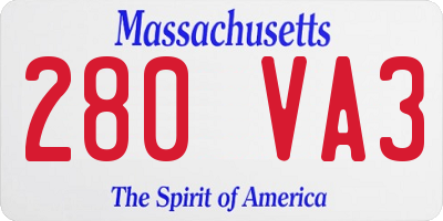 MA license plate 280VA3
