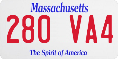 MA license plate 280VA4