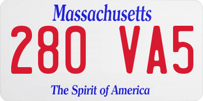 MA license plate 280VA5