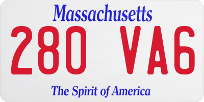 MA license plate 280VA6