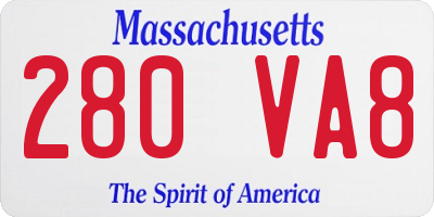 MA license plate 280VA8