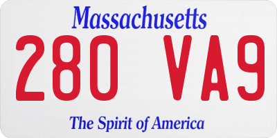 MA license plate 280VA9