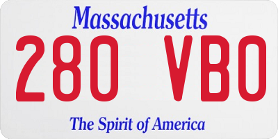 MA license plate 280VB0