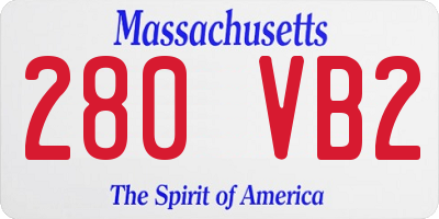 MA license plate 280VB2
