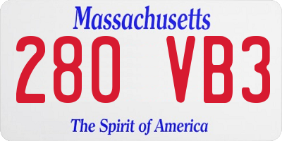 MA license plate 280VB3