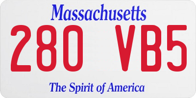 MA license plate 280VB5