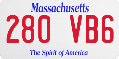 MA license plate 280VB6
