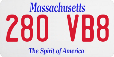 MA license plate 280VB8