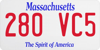 MA license plate 280VC5