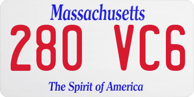 MA license plate 280VC6
