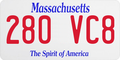 MA license plate 280VC8