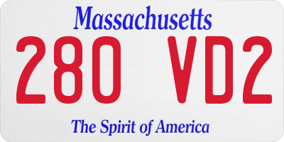 MA license plate 280VD2