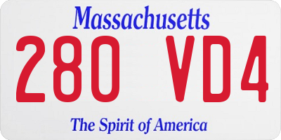 MA license plate 280VD4