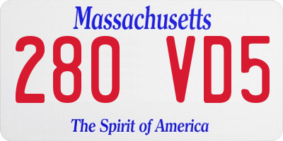MA license plate 280VD5