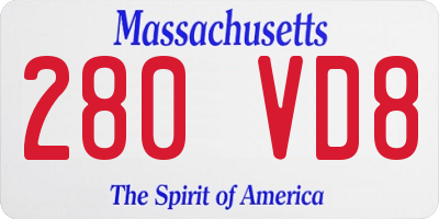 MA license plate 280VD8
