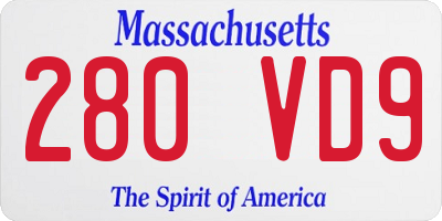 MA license plate 280VD9