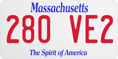 MA license plate 280VE2