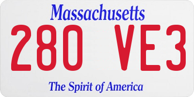 MA license plate 280VE3