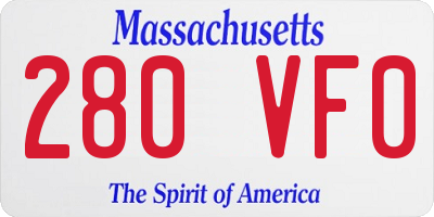 MA license plate 280VF0