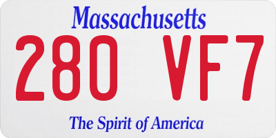 MA license plate 280VF7