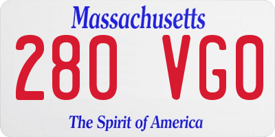 MA license plate 280VG0