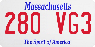 MA license plate 280VG3