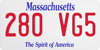 MA license plate 280VG5