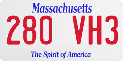 MA license plate 280VH3