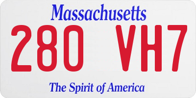 MA license plate 280VH7