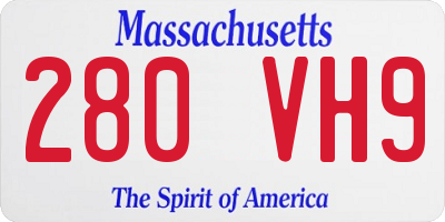MA license plate 280VH9