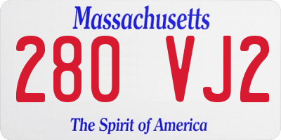 MA license plate 280VJ2