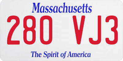 MA license plate 280VJ3