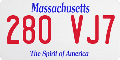 MA license plate 280VJ7