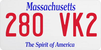 MA license plate 280VK2