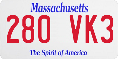 MA license plate 280VK3
