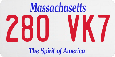MA license plate 280VK7