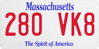 MA license plate 280VK8