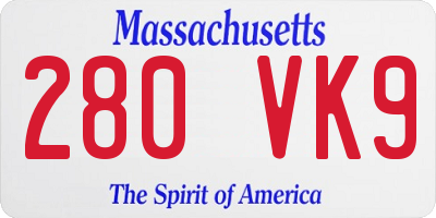 MA license plate 280VK9