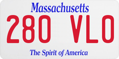 MA license plate 280VL0
