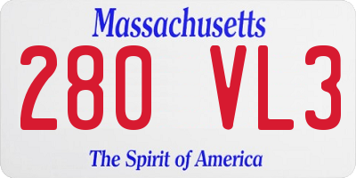 MA license plate 280VL3